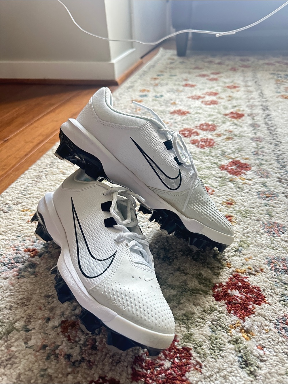 Nike White, Gray and Black Softball Cleats